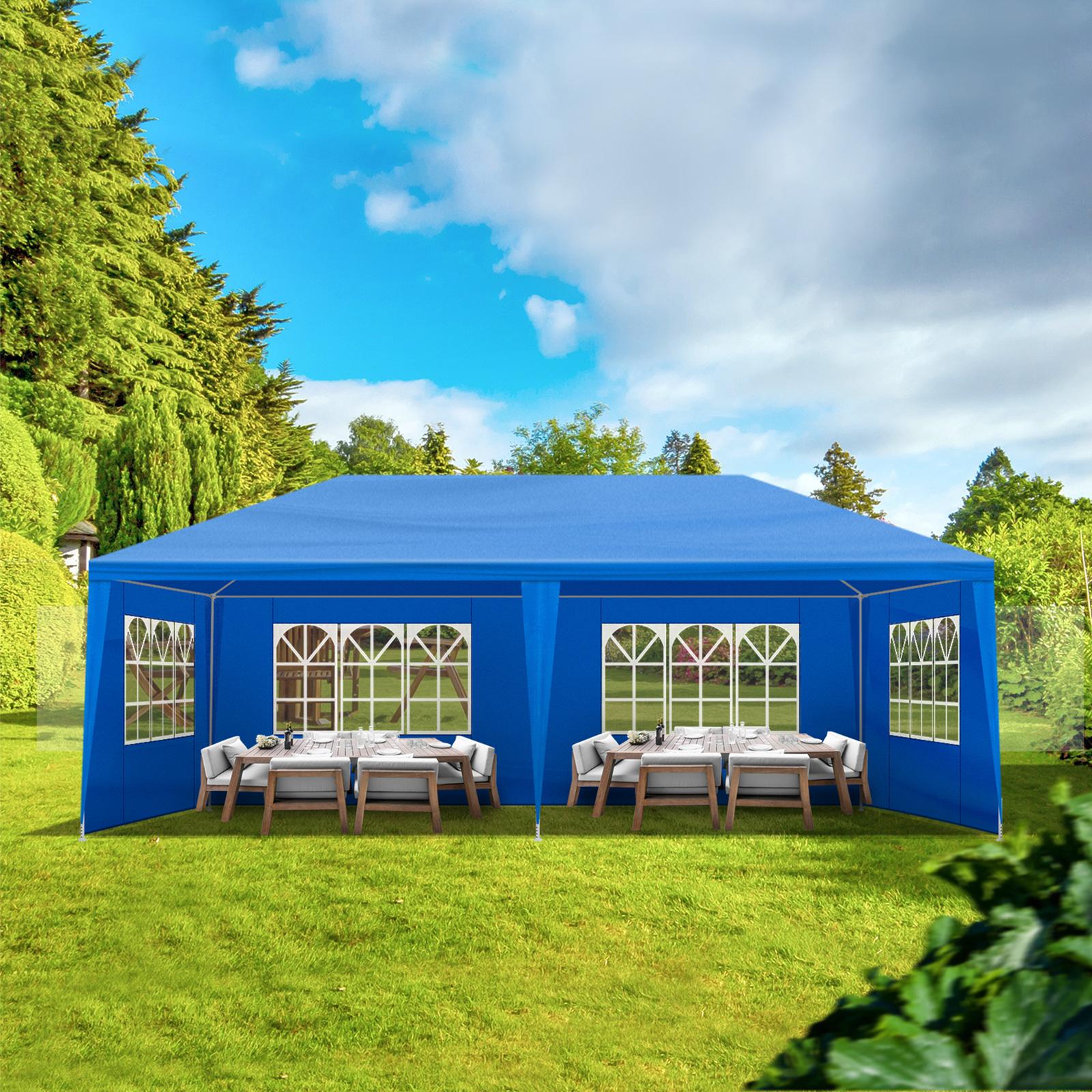 Patio Wedding Camping Backyard Party, 10'x20' Blue Waterproof Canopy with 6 Removable Sidewalls, Outdoor Gazebo Tent