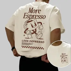 More Espresso Less Depresso Retro Cartoon Tee | Coffee Lover Vibe Oversized Shirt,Sadness Sippy Cup More Espresso Less Depresso Tee | Cute Retro Character Aesthetic Top,Unisex / men & women