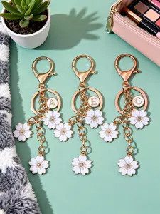 Stylish Initial Keychain, Dripping Flower Charm, Elegant Letter Key Ring for Women & Students, Perfect Accessory for Handbags & Backpacks, Keychain Pendant
