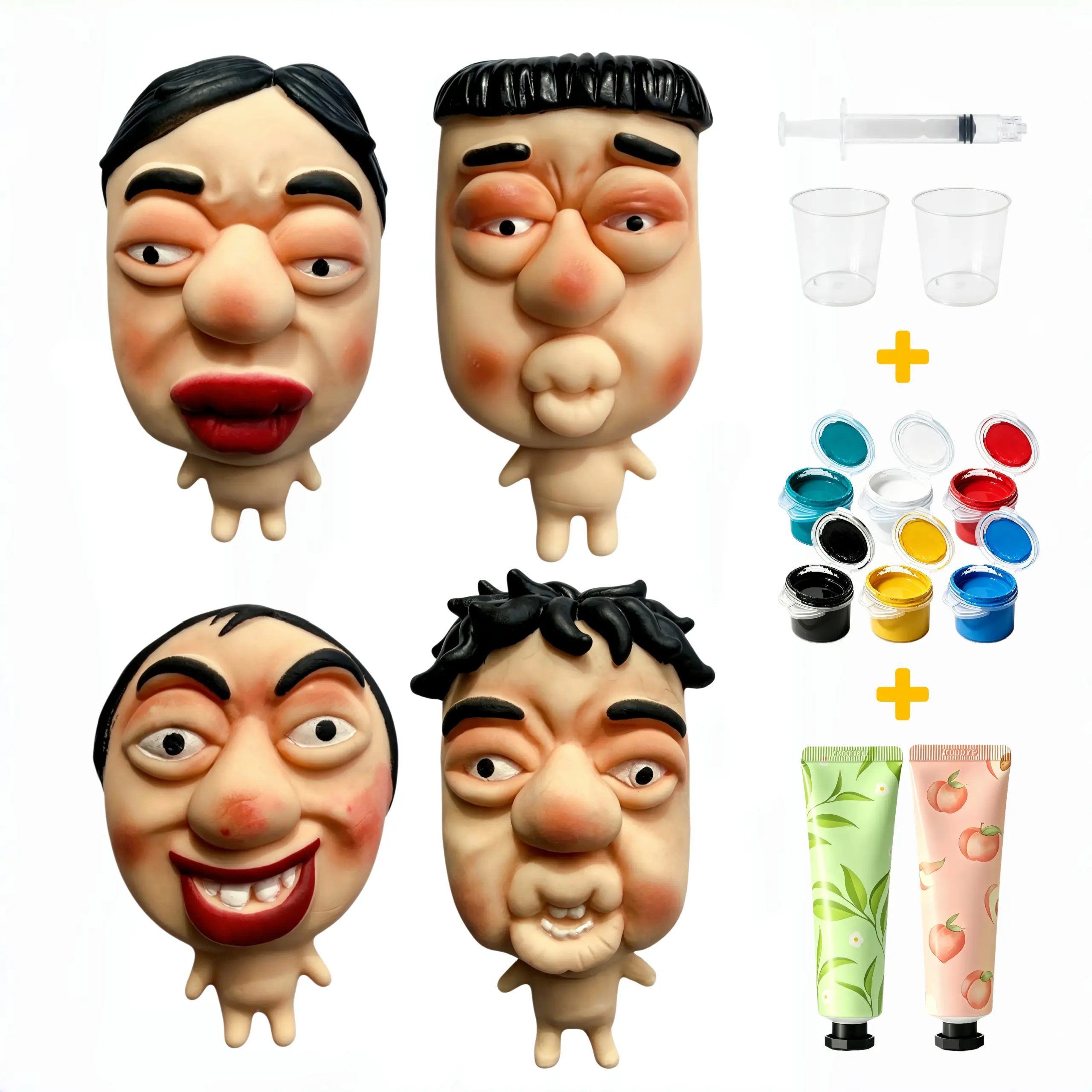Novelty Funny Face Pimple Popping Squishy, Soft TPR Squeeze Fidget Toy for Adult Stress Relief, DIY Pop Play Office Desktop Decompression Gag Gift
