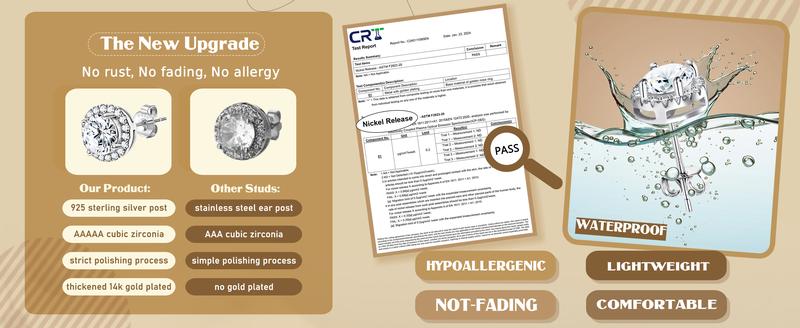 MILACOLATO Cubic Zirconia Stud Earrings | Hypoallergenic Sterling Silver Post Earrings | Big Brilliant Stud Earrings for Women Men FallFreshness MILACOLATO Cubic Zirconia Stud Earrings | Hypoallergenic Sterling Silver Post Earrings | Big Brilliant Stud Earrings for Women Men FallFreshness