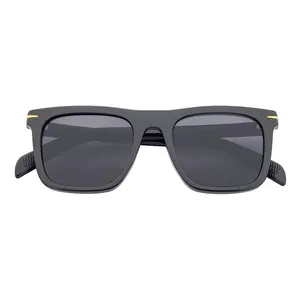 OXFORD - Square Horn Rimmed Sunglasses Metal Accent Black Smoke