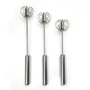 Stainless steel semi-automatic egg beater, manual mixer, rotary press, egg cream milk mixer, for home kitchen and commercial use, labor-saving press egg beater