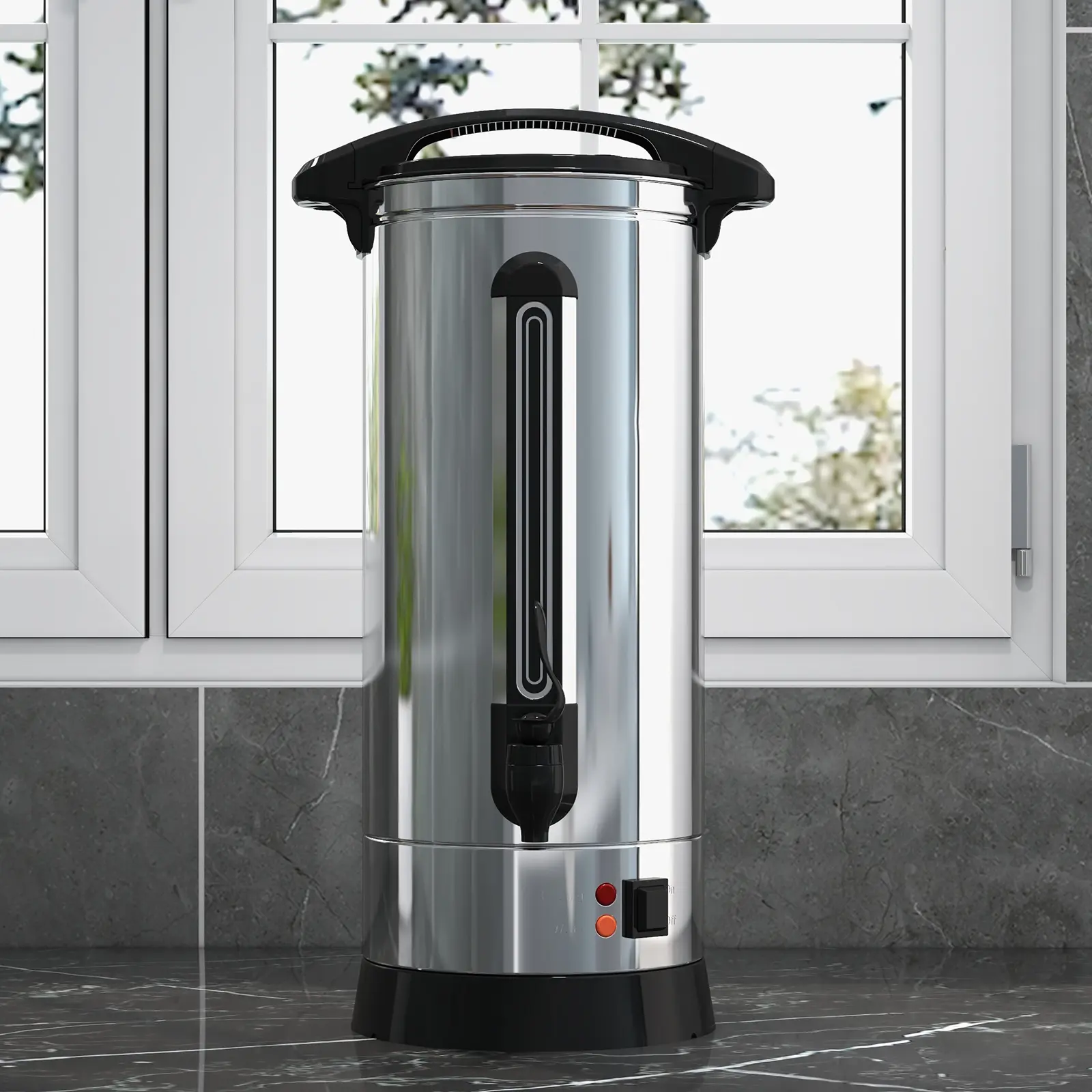 Garvee Large Capacity Commercial Coffee Urn - 100-Cup Stainless Steel Coffee Maker with Hot Beverage Dispenser & Keep-Warm Feature - Ideal for Catering, Offices, Parties, and Events
