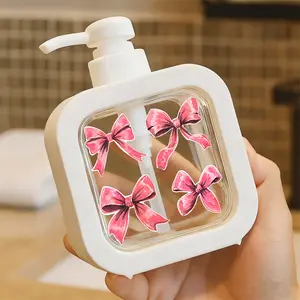 Moisturizing soap pump bottle, soap dispenser, kitchen soap dispenser, bathroom soap dispenser - Watercolor Pink Bows Decor, Soft Glossy Artistic Bows for Kitchen Sink and Bathroom Decor, Cute & Elegant Hand Pump Soap Dispenser with Symmetrical & Rou