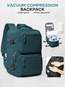 2-Piece Vacuum Travel Compression Set, Expandable Travel Backpack, Large Capacity Lightweight Multi-Layered Design, Includes Laptop Bag, Ideal for Airplane Flight