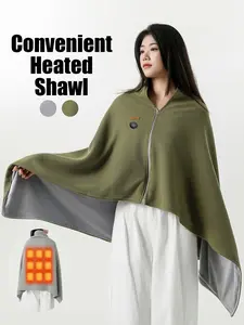 Multi-Color USB Portable Heated Shawl, 9 Zone Temperature Control Ultra Soft Corduroy Design, Unisex Home & Office Use