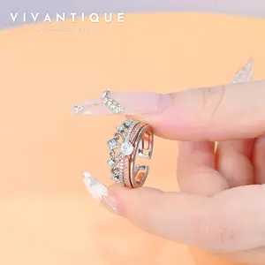 [Sold Out Soon]VIVANTIQUE Rapunzel Promise Ring 2Pcs Women Adjustable Ring Set