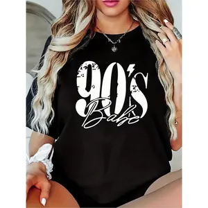 [100% Cotton] Vintage - Washed Tee Featuring The "90'S Babe" Nostalgic Phrase Design T-Shirt For Men And Women