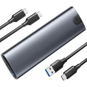 M.2 NVMe SATA SSD Enclosure, Tool-Free 10Gbps USB 3.2 Gen 2 NVMe to USB Adapter Case for SSDs 2230/2242/2260/2280, External SSD Reader Supports M-Key/B+M Key and UASP