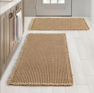 2PCS Non Slip Waffle Bath Mat Set, Super Absorbent Bathroom Rug, Quick Dry Bath Mat for Shower & Tub, Washable Kitchen Floor Mat & Door Rug, Non-Toxic Bathroom Rug, Bathroom Decor Home Essentials
