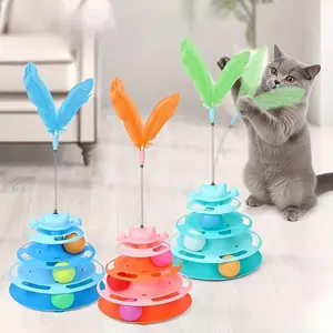A Set of Cat Spinning Toys Designed for Self-Entertainment, Featuring a Teasing Stick, Spinning Balls, And Artificial Feathers, Perfect for Engaging Kittens And Providing Interactive Play, Without Battery