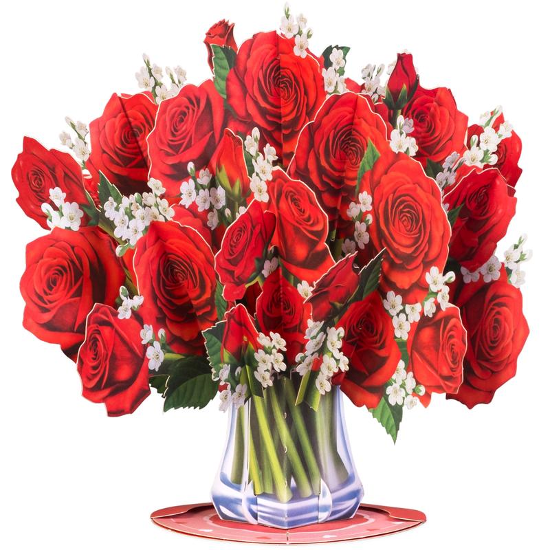 Paper Love Flower Bouquet Pop-Up Card, 3D Pop-Up Card with Keepsake Mother's Day Gift, Romantic Valentines Gifts and Flowers 2-in-1 Idea for Valentine, Birthday, Wedding, Anniversary, Wife Husband, Mom, Women, Him Her, Girlfriend Boyfriend