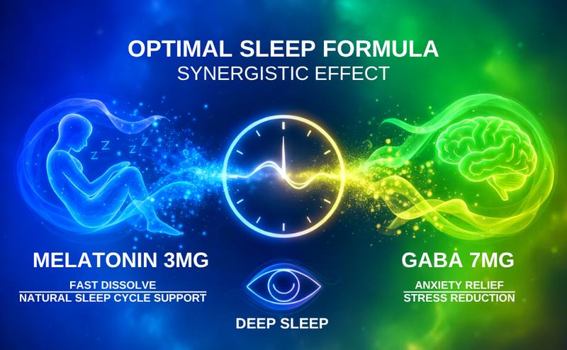 Fafa. Sleep Aid Supplement with Melatonin 3mg & GABA 7mg Oral Strips Fast Dissolving Film No Water Needed 30 Count USA Healthcare Fitness Dietary Edible Optimum Natural
