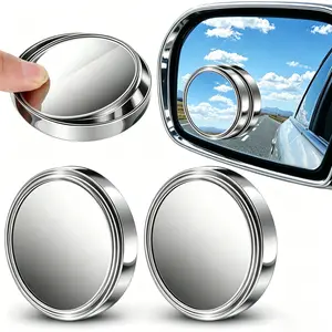 2/4PCS Blind Spot Mirror, 360° Adjustable Rotating HD Glass Wide Angle Rear View Mirror, Waterproof Convex Auxiliary Mirror for Cars SUV Trucks, Eliminate Blind Spots, Universal Stick-on Side Mirror Accessories