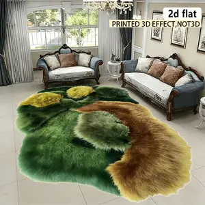 2D flat, irregular rug/carpet, colorful fur decoration washable carpet, easy to clean, non-slip, fashionable doormat and carpet, suitable for living room, bedroom, kitchen, laundry room, spring and summer new products