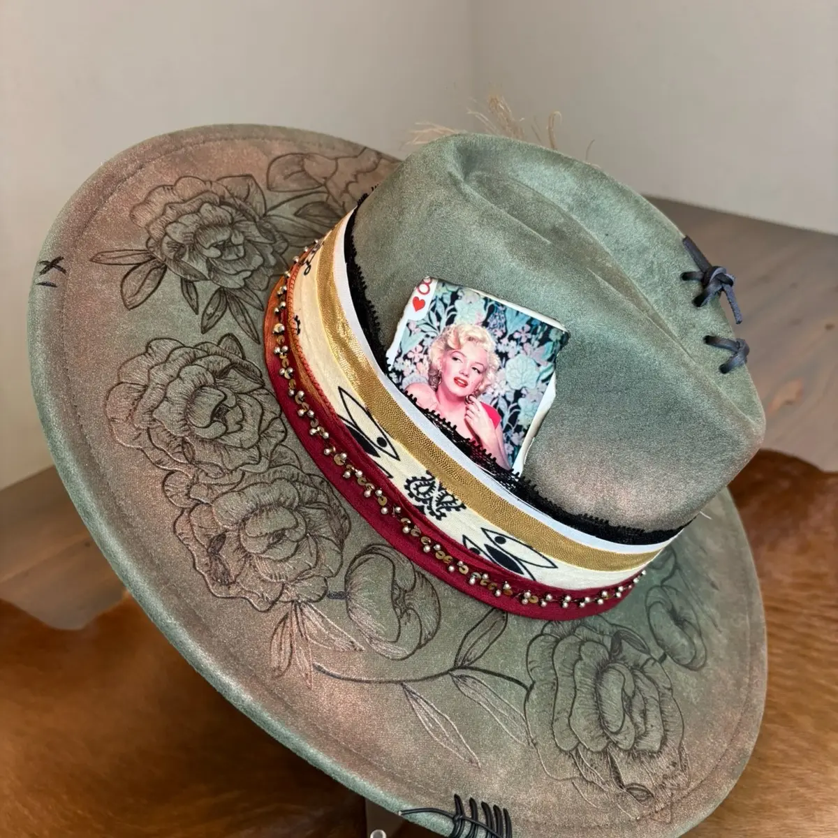 Wide brim vegan suede custom hat band