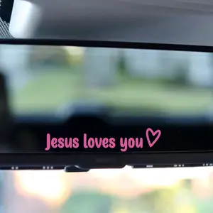 Jesus loves you rear mirror car decal Jesus loves you rear mirror car decal