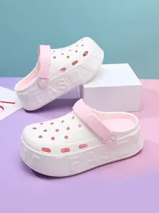 Women's Fashionable Platform Clogs, Casual Comfortable Non-slip Clogs for Summer, Female All-match Round Toe Slippers for Beach Vacation, Girl