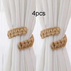 Handmade Knitted Curtain Tieback Set with Multiple Hooks Storage Rack, Classic Design, Perfect for Bedroom and Home Decor, Interior Decoration Accessories