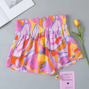 Abstract Print Smock Waist Casual Shorts/Skort