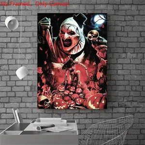 1 piece/set frameless canvas painting print poster, Classic Movie scenes Poster art，Terrifier， a perfect gift for Movie loves, ideal gift for bedroom, living room, dorm hallway, kitchen, mural, wall decoration, room decor