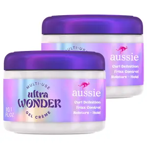 Aussie Ultra Wonder Gel Crème Moisturizing Hold Styler, with Amino Acids, for All Hair Types and Curls, 10.1 Fl Oz (2 pack)
