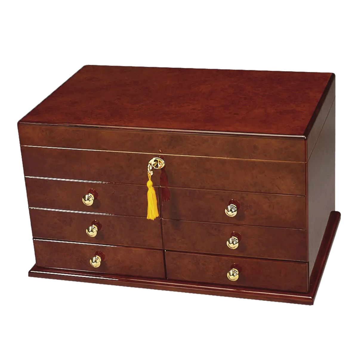 Ravello Desktop Cigar Humidor w/ Glossy Burl Finish | Holds 300 Cigars
