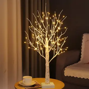 Artificial Lamp with Timer, DIY Birch Tree with Lights, USB/Battery Powered, Fairy Light Spirit Tree for Table Home Wedding Bedroom Christmas (Warm White)
