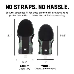 Legends Baseball l STRAPLESS Sliding Mitt | Baseball and Softball Sliding Mitt | Youth and Adult Sizes | Reversible to fit Right and Left-Handed Players |