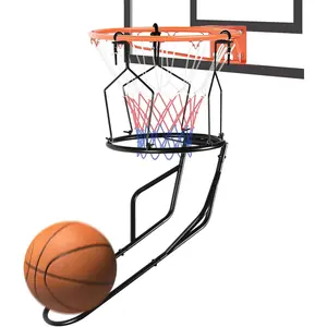 Basketball Rebounder, Sturdy Metal Basketball Return Attachment with 3 Stable Large Hooks, Heavy Duty Basketball Accessories for Boys, Ball Return Training Basketball Gear for 18" Rim Basketball Hoop