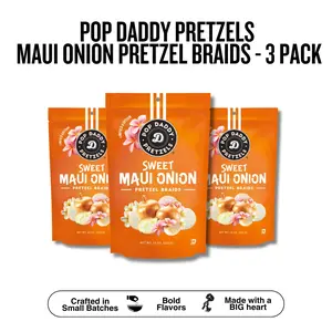 Pop Daddy NEW Sweet Maui Onion Pretzels Braids | 3 pack | 10 oz bags