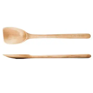 EARLYWOOD Scraper Spoon - Wooden Cooking Utensil with Flat Front Edge for Deglazing Pans and Scraping Cookware Kitchen Spatulas
