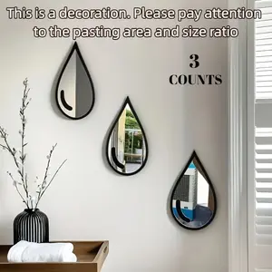 3pcs Double-Layer Teardrop Acrylic Mirror Wall Stickers, Self-Adhesive DIY Wall Decals for Office, Living Room, and Bedroom Decor, Premium Teardrop Design, Removable Wall Stickers, Modern Wall Sticker, Ideal for Home Decoration and Gift Giving