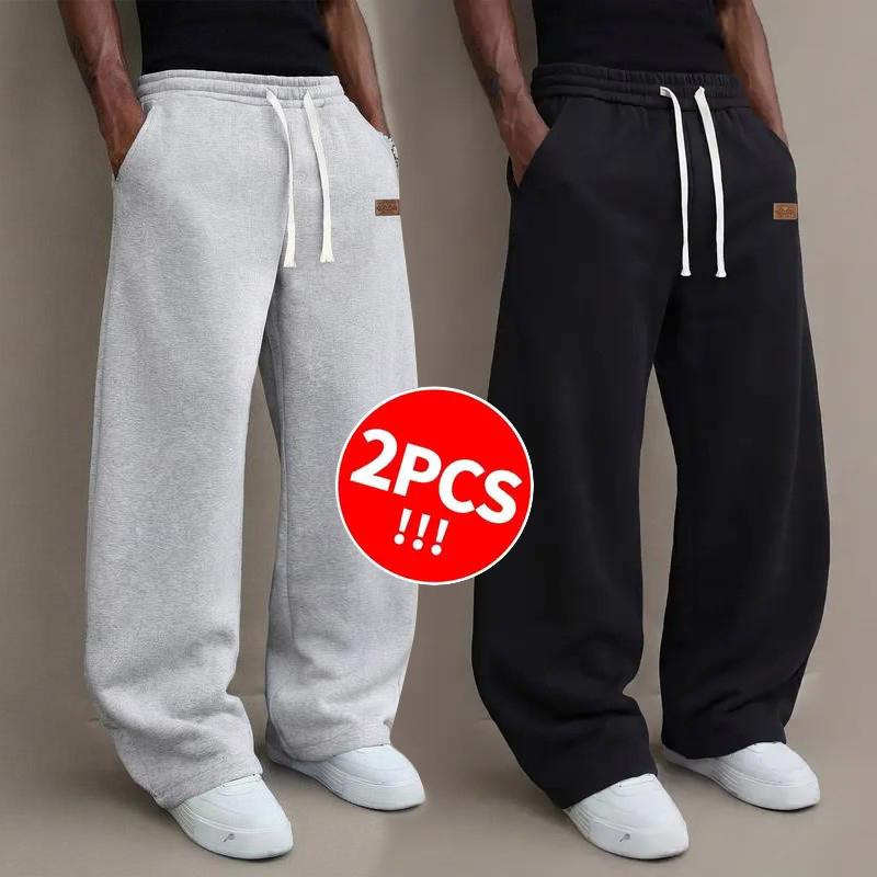 2Pack  Men’s solid-color drawstring sweatpants, lightweight for spring and summer, comfortable, available in 2-pack and single-pack options pants Sports Bottoms pants for men.men's wear flash sale