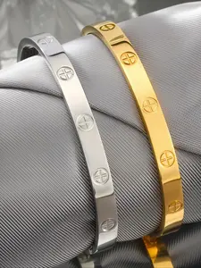 Stainless Steel Minimalist Geometric Design Bracelet, Fashion Men Jewelry for Party, Daily Clothing Decor, Trendy All-match & Exquisite Jewelry for Birthday Gift, Bangles Bracelets, Fashionable Bangles, Stainless Steel Wrist