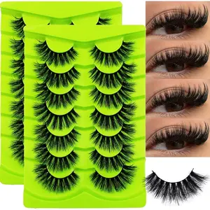 Full Wispy 8D Volume Lashes 14Pairs/2Pack Fluffy Curly False Eyelashes Reusable Fake Lashes for All Occasions Cosmetic Beauty Makeup