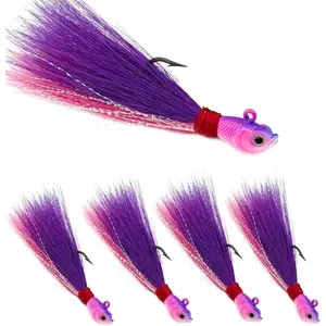 Bucktail Jigs Jig Heads 5 count Saltwater Buck Tail Fishing Lure Crappie Hair Jigs Bass Walleye Surf Fishing Lures