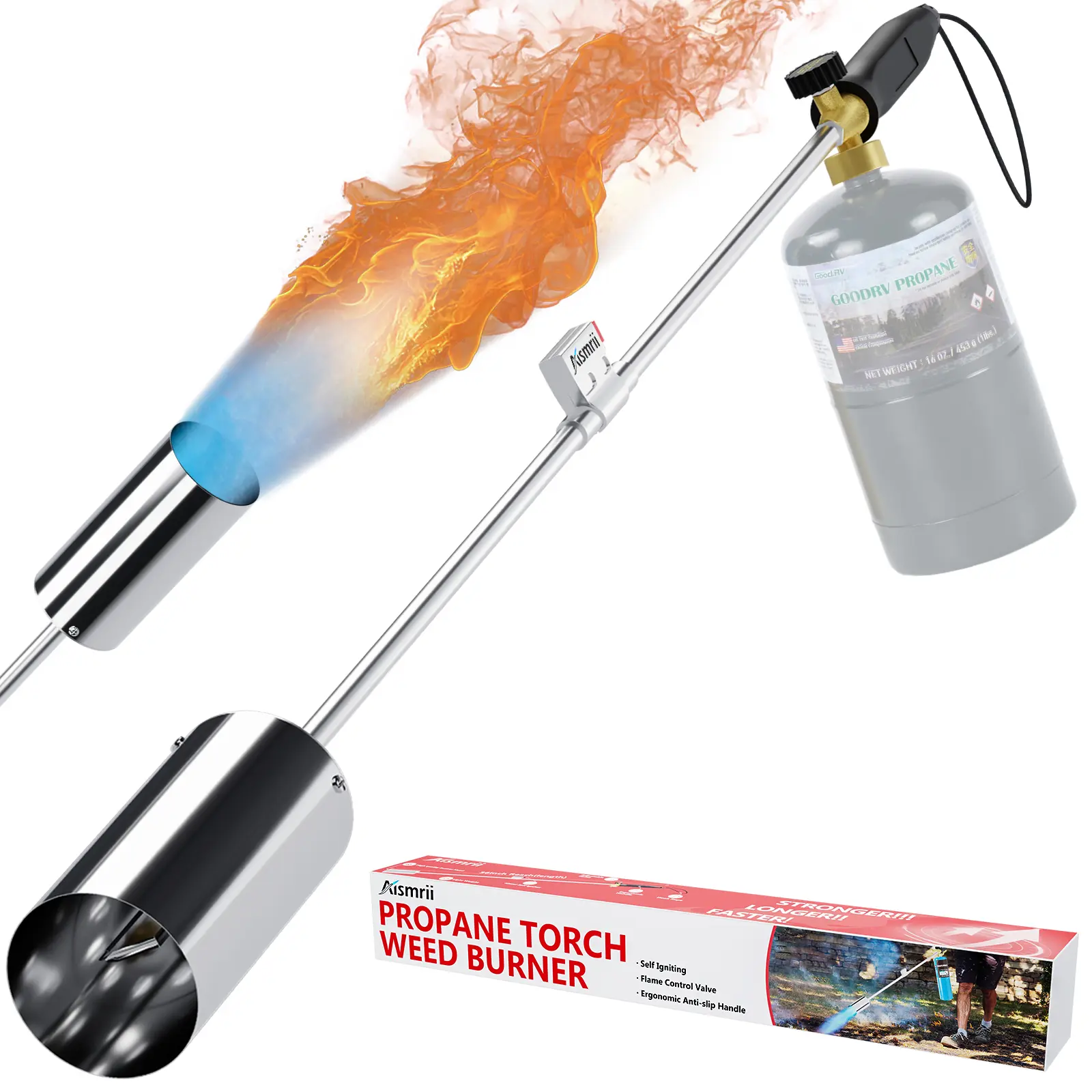 Weed Torch Propane Burner , Propane Torch Weed Burner with Igniter, Removable 36'' Long Arm Propane Weed Torch, Weed Torch for Outdoor Weeding (Only Weed Torch)