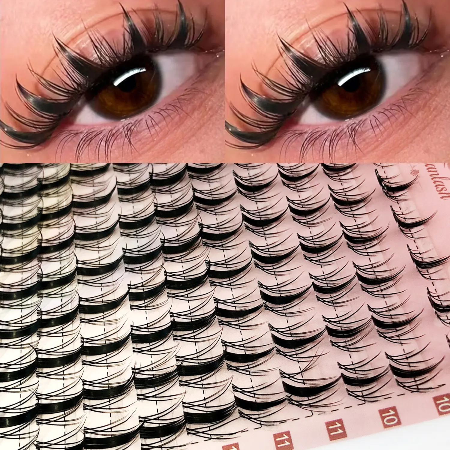 D Curl 160PCS Manga Lash Clusters DIY Eyelash Extensions Fairy Eyelash Clusters D Curl Spiky Anime Lashes Wispy Individual Lashes 9-16mm  Clusters for Manga Lash look,Cosmetic Makeup