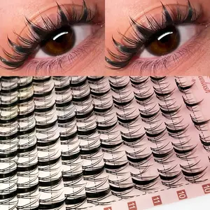 D Curl 160PCS Manga Lash Clusters DIY Eyelash Extensions Fairy Eyelash Clusters D Curl Spiky Anime Lashes Wispy Individual Lashes 9-16mm  Clusters for Manga Lash look,Cosmetic Makeup
