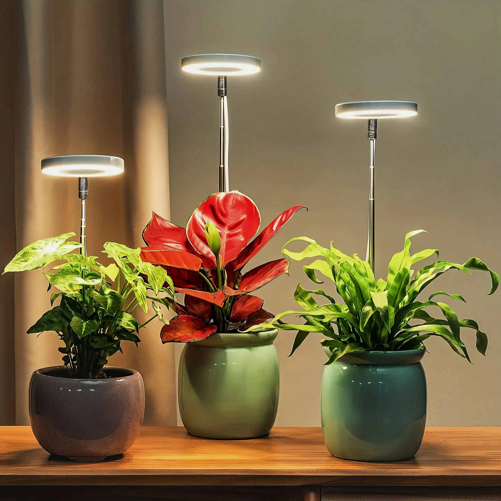 3pcs Full Spectrum LED Grow Lights - Aluminum Alloy, Adjustable Height, Auto 2/4/8H Timer, 4-Level Dimmable, Compact Indoor Greenhouse Growing Lamps for Indoor Plants, Tabletop Seed Starters