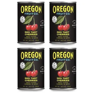 Oregon Pitted Red Tart Cherries, Canned Cherries, 14.5 oz Cans (Pack of 4), 3.62 lb Total, Made in Oregon