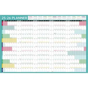 Yearly Wall Calendar 2025-2026 - Wall Calendar 2025-2026, Jul. 2025 - Jun. 2026, Yearly Calendar 2025-2026 with Julian Dates, Thick Paper, Round Sticks, 34.9" x 23.1"(Open) - Colorful