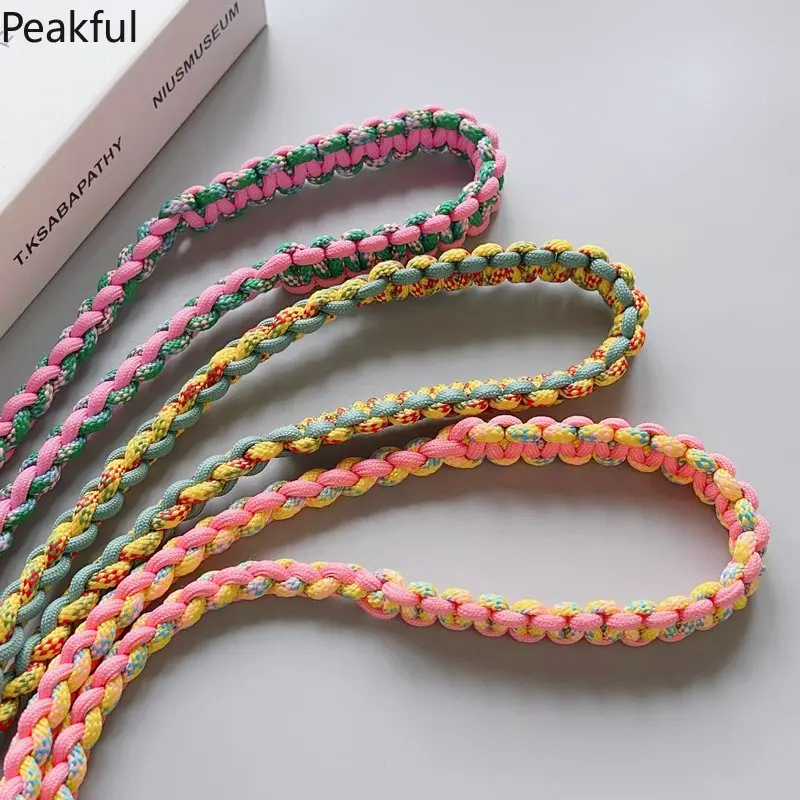 Color twist 4 strands long rope hand-woven key pendant adjustable back color contrast rope core rope keychain Color twist 4 strands long rope hand-woven key pendant adjustable back color contrast rope core rope keychain