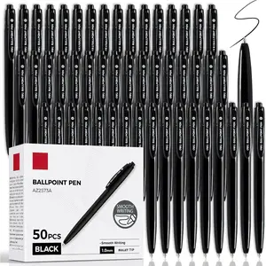 Pens Bulk, 50 Pack Retractable Ballpoint Pens, 1.0MM Black Ink,Smooth Writing, No Bleed, Comfortable Grip for ,Office & School Use
