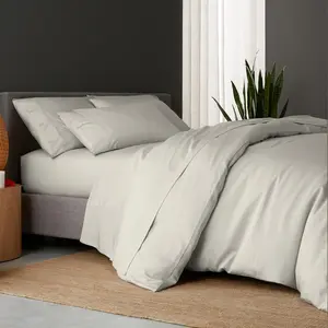 Duvet Cover, 100% Viscose derived from Bamboo, Organically Grown, Buttery, Cooling Duvet Covers, High GSM, 1 Duvet Cover and 2 Pillowcases, 90"x90" (Fog, Full/Queen)