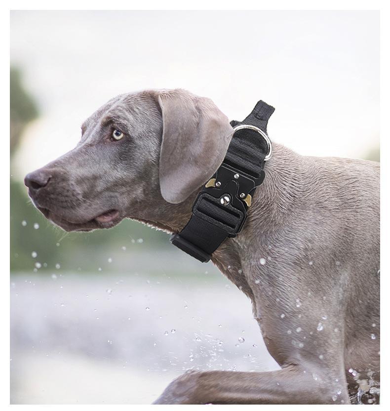 Heavy Duty Adjustable Dog Collar for Pitbull American Bully Strong Pullers - Black No Pull Training Collar with Reinforced Control Handle & Quick Release Buckle
