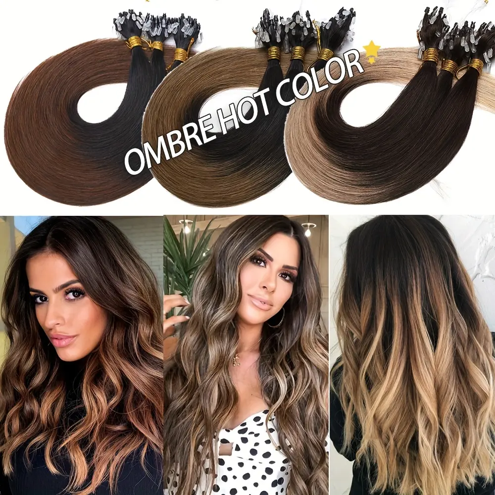 Hot Sell NEW Arrived 50 Strands Invisible Micro Nano Beads 50G/Pcak THICK Micro Ring Loop Human Hair Extensions