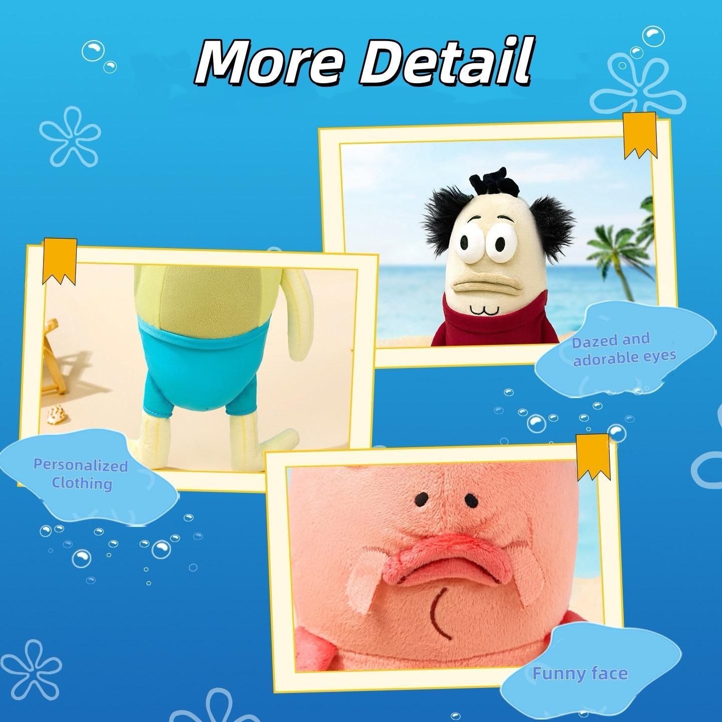 MINISO SpongeBob Official Licensed Random Fish Plush Series, Funny Weird Cute Stuffed Doll, Trendy Emotional Gift for Best Friends & Girls